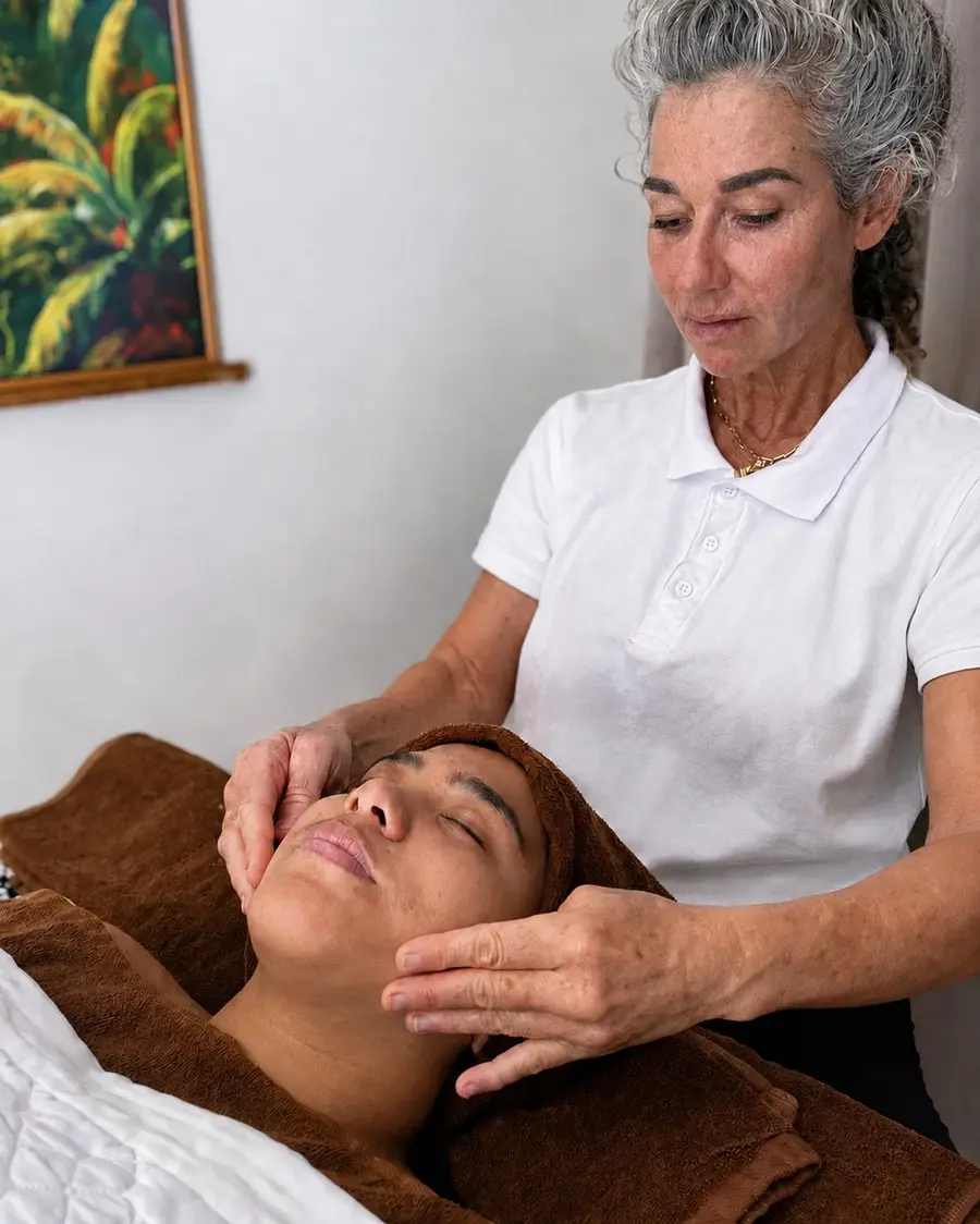 A face massage in progress
